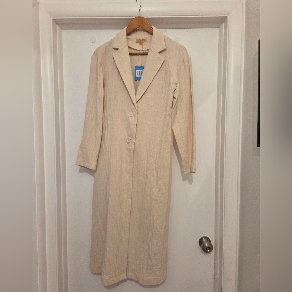 Vrg Grl Linen Duster Coat Size 6 New With Tags Lightweight Spring Coat